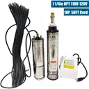 1 HP 4 inch Deep Well Submersible Pump 110V 33GPM 276ft Lift 50ft Cord 1.25 inch NPT Discharge With Control Box