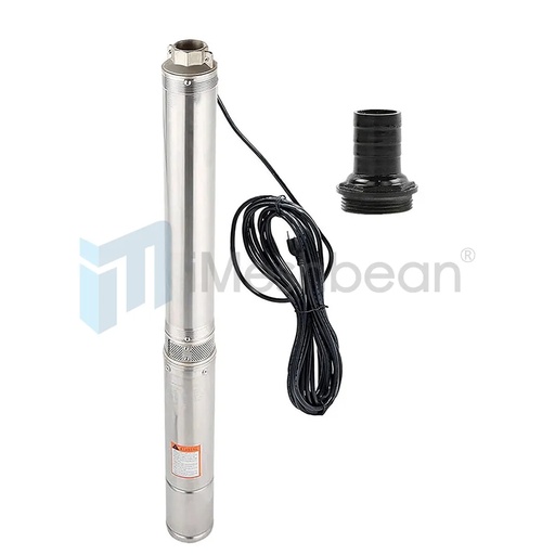 1HP Deep Well Submersible Pump Stainless Steel 4" 230V 60Hz, 33 GPM, 207ft Head, 33ft Cord