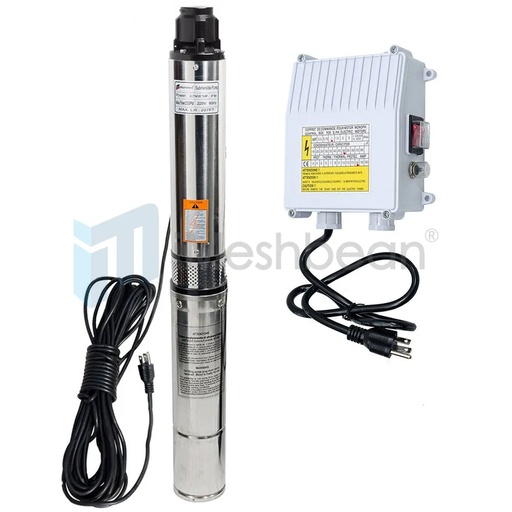 1HP 4" Deep Well Submersible Pump, 207' 33GPM 110V Stainless Steel w/Control Box