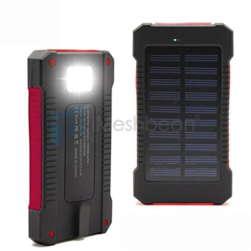 Red 900000mAh Solar Power Bank Waterproof External Battery Charger For Mobile Phones