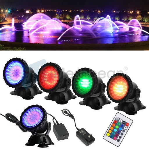 Submersible 180LED RGB Pond Spot 5 Lights Underwater Pool Fountain +IR Remote