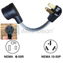 New Female 6-50R 4-Prong Receptacle to OLD Male 10-50P 3-Pin Plug Stove Adapter