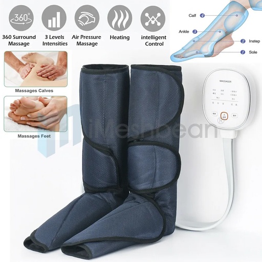 Leg & Foot Air Compression Massager Calf Feet Pain Relief w/ Heat and 6 Modes