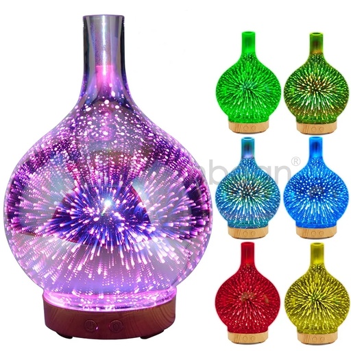iMeshbean LED Diffuser Humidifier 3D Glass Firework Colorful Aromatherapy Essential Oil