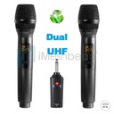 Pro UHF Wireless Dual Handheld Microphone System Set Rechargeable Karaoke Church