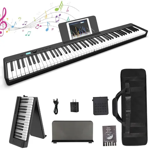 88 Key Piano Keyboard Beginner Electric Digital Piano With Semi Weighted Keys Pedal Power Supply and Bag