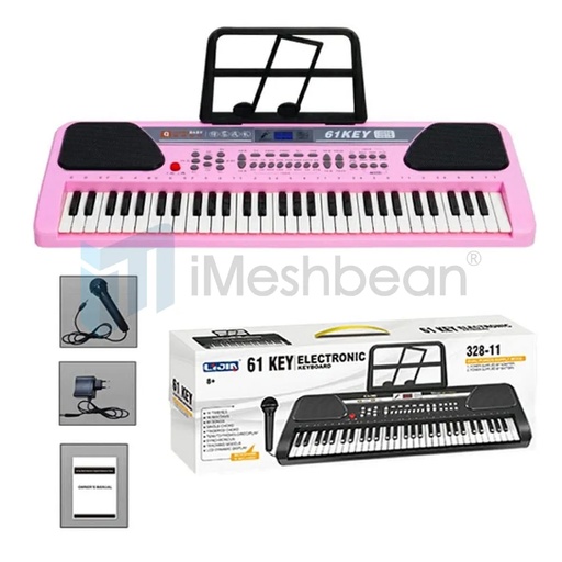 61 Key Music Electronic Keyboard Electric Digital Piano Organ with Stand Pink Xmas Gift, Pink