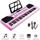 61 Key Electric Digital Piano Music Keyboard With Microphone For Kids Beginner Birthday Christmas Gifts Pink