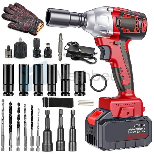 520Nm 1/2" Electric Impact Wrench Cordless Brushless Gun with Battery Driver Tool