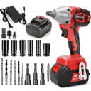 520Nm Cordless Brushless Electric Impact Wrench Gun 1/2" Driver w/ 2 Batteries
