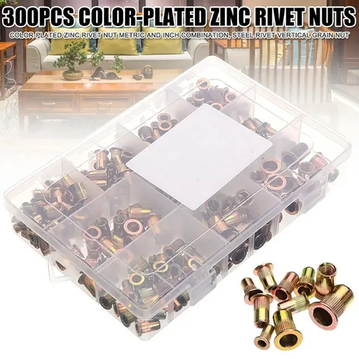 300 pcs Zinc Steel Rivet Nut Kit Rivnut Insert Nutsert Assort Metric Threaded