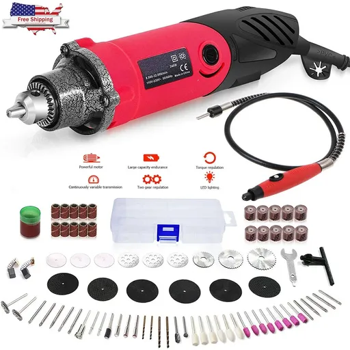 32000RPM 110V Variable Speed Rotary Multi-Tool Kit+82 Accessories 6 Speed Grinder