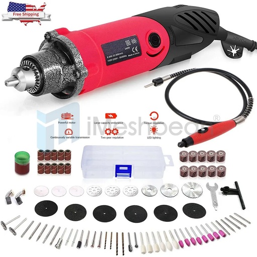 32000RPM 110V Variable Speed Rotary Multi-Tool Kit+82 Accessories 6 Speed Grinder