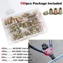 150pcs Zinc Steel Rivet Nut Kit Rivnut Insert Nutsert Assort SAE Threaded