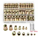 120pcs Set Rivet Nut Kit Mixed Zinc Steel Threaded Rivnut Insert Nutsert M4-M10