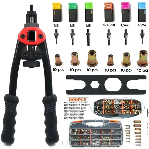 960pcs Rivet Gun Kit Rivnut Thread Setting Tool Nut Setter NutSert Metric & SAE