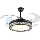 Invisible 42" Dimmable Ceiling Fan Light Retractable Blade Dining Room Chandelier