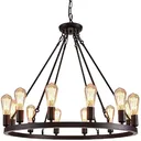 12 Lights Industrial Farmhouse Chandelier Wagon Wheel Light Fixture