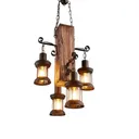 4-Light Rustic Farmhouse Furniture Wood Chandelier Pendant Lighting Fixture