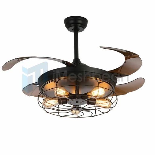 42" LED Chandelier Invisible Ceiling Fan Light Ceiling Lamp w/ Remote Control