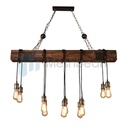 Rustic Farmhouse Chandelier Wood Hanging Insdustrial Pendant Lighting Vintage Ceiling Light w/ 10 Heads