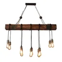 Rustic Farmhouse Chandelier Wood Hanging Insdustrial Pendant Lighting Vintage Ceiling Light w/ 10 Heads