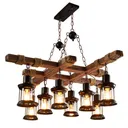 8-Light Farmhouse Furniture Wood Chandelier Pendant Lighting Fixture Kitchen Bar