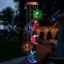 Moon & Star LED Color-Changing Power Solar Wind Chimes Yard Home Garden Decor
