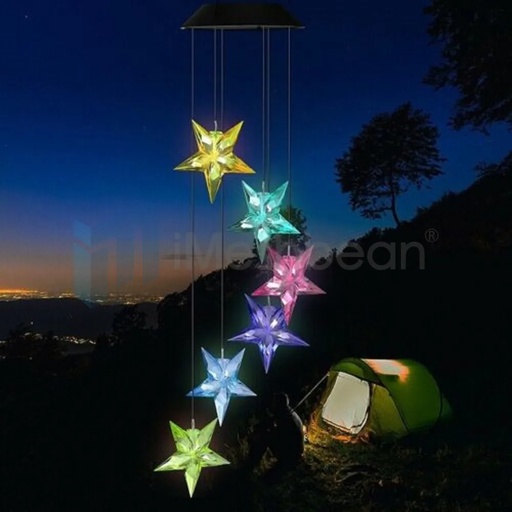 Star LED Color-Changing Power Solar Wind Chimes Yard Home Garden Decor