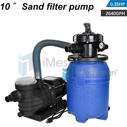 2640GPH 10" Sand Filter Above Ground 0.35HP Swimming Pool Pump intex compatible
