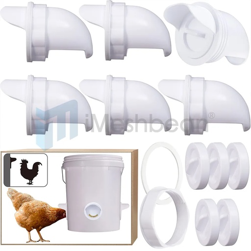 6 Pack DIY Chicken Feeder Kit Leakproof Poultry Food Feeding Container Tool