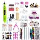 Acrylic Nail Drill Nail Art Tool DIY Nail Decor Kit Powder Glitter Sticker Green