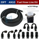 10AN -AN10 Black Nylon E85 PTFE Fuel Line 20FT w/10 Fittings Hose Kit E85 NEW