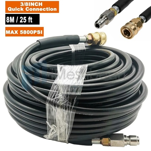 25ft Replacement/Extension Hose w/ 3/8 In QC Connection 5800PSI Pressure Washer