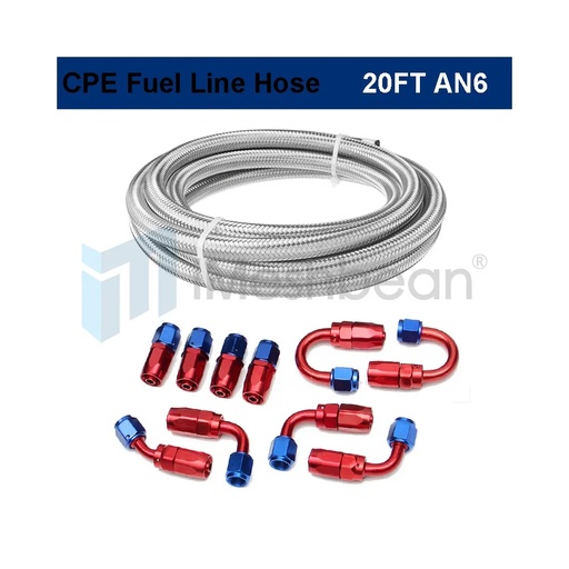 AN6 -6AN AN-6 3/8 Fitting Stainless Steel Braided Oil Fuel Hose Line 20FT Kit