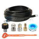50ft 5800 PSI Sewer Jetter Nozzles Kit Pressure Washer Drain Cleaning Hose