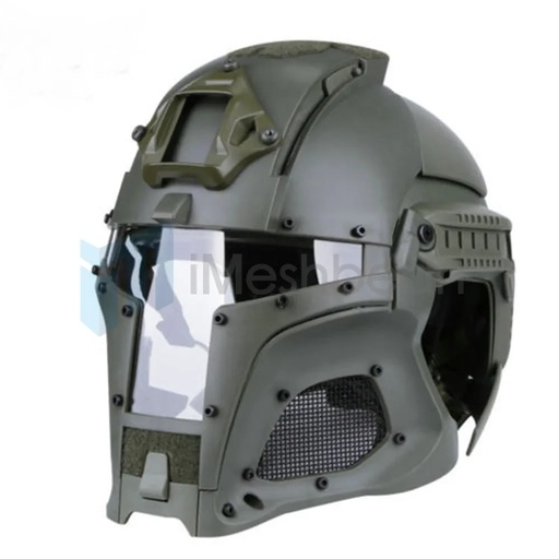 Green Retro Medieval Iron Warrior Tactical Motorcycle Airsoft Helmet Full Face Mask