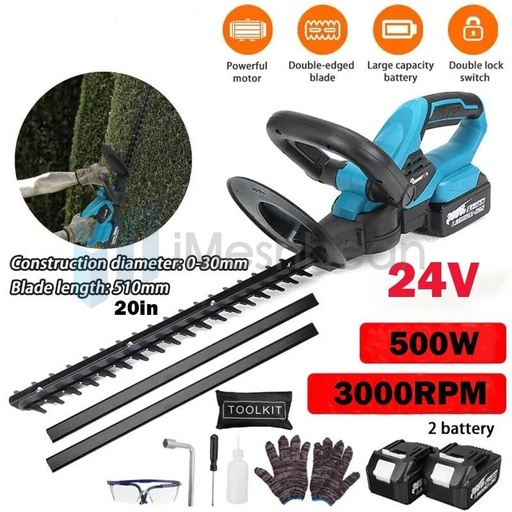 24V Cordless Electric Hedge Trimmer, 20-Inch Blade,Pruning Shears Grass Trimmer