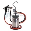 2 Quart Paint Pressure Pot With Spray Gun And 5 Foot Air And Fluid Hose Assembly
