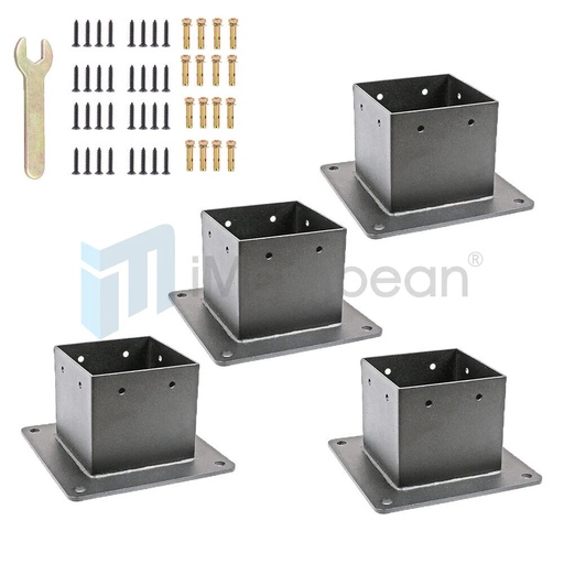 4 x 4 Post Base Post Anchor 4 PCs Black Powder-Coated Bracket for Deck Supports