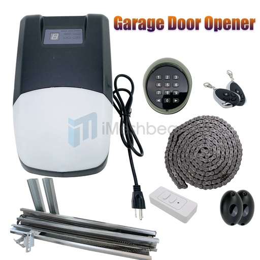 750LB 3/4 HP Electric Garage Door Opener Chain Drive w/2 Remote Controls Kit