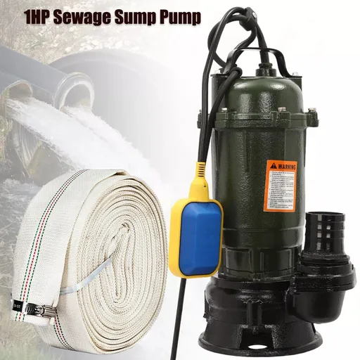1HP 750W Cast Iron Sewage Submersible Sump Pump 4000GPH w/66ft HOSE 110V
