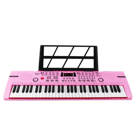 61 Keys Keyboard Piano Kids Electronic Digital Piano With Built-In Speaker Microphone Stand and Power Supply Pink