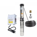 1 HP 4 inch Deep Well Submersible Pump 110V 35GPM 207ft Head 100FT Cord Stainless Steel With Control Box