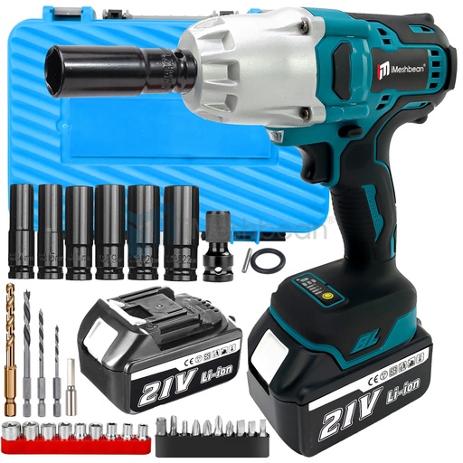 [GJ22277] 21V 1/2" Brushless Cordless High Torque Drill/Driver Impact Wrench 2 Battery 800