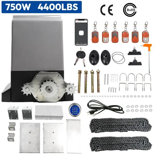 [DL09554A] 4400lbs Automatic Sliding Gate Opener APP Control With 6 Remotes Wireless Keyboard