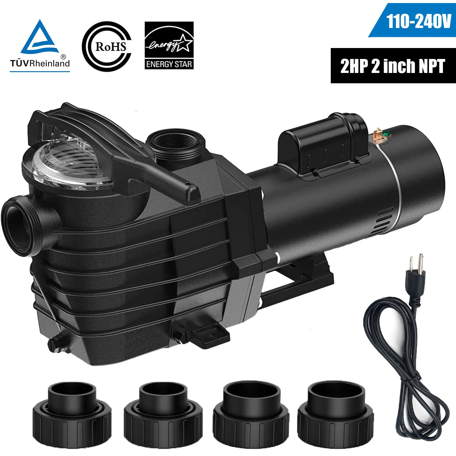 Best 2HP Inground Swimming Pool Pump 110-240V Dual Voltage 6500GPH