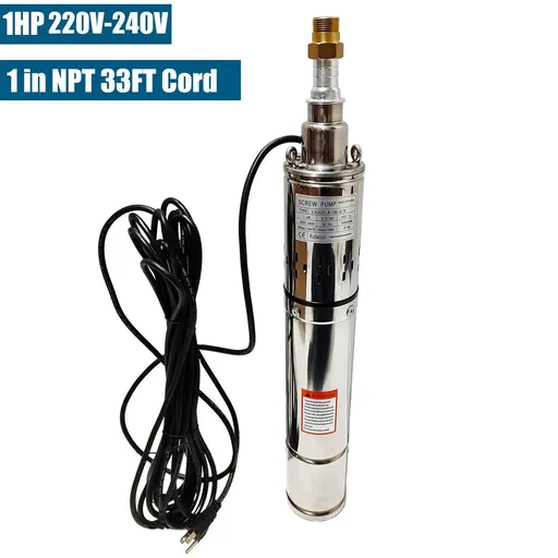 [PU23251] 1 HP 3.5 inch Deep Well Submersible Pump 220V 8GPM 328ft Lift 33ft Cord 1 inch NPT Discharge