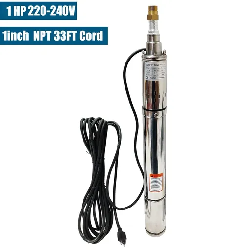 [PU23255] 1 HP 3 inch Deep Well Submersible Pump 220V 10GPM 380ft Lift 33ft Cord 1 inch NPT Discharge