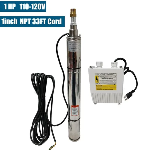 [PU23256] 1 HP 3 inch Deep Well Submersible Pump 110V 10GPM 380ft Lift 33ft Cord 1 inch NPT Discharge With Control Box